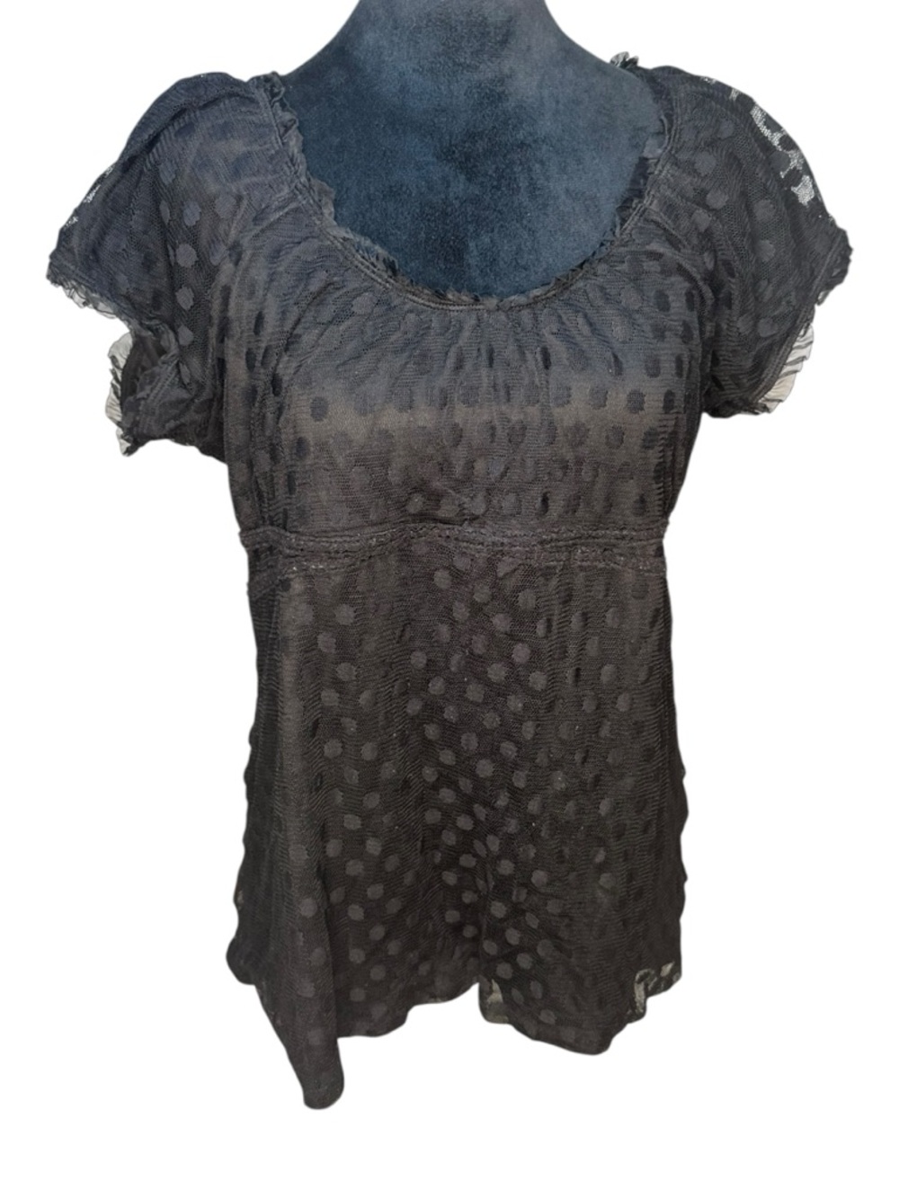 Maurices Black Mesh Polka Dot Top – Size 2 (Plus)